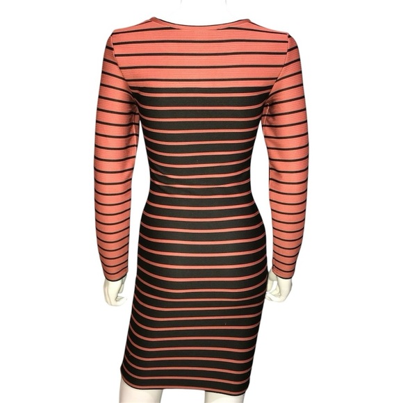 H & M Sweater Dress Women’s Small Black & Copper Stripes Casual Stretch Bodycom - Picture 3 of 4